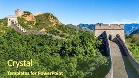  Presentation with great wall travelling - Beautiful slide set featuring walk on the great wall backdrop and a tawny brown colored foreground