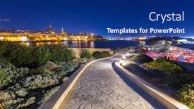  Presentation with malta - Beautiful theme featuring walk-over-the-bay backdrop and a navy blue colored foreground