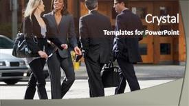  Presentation with two way street sign - Beautiful theme featuring walk talk - two businesswomen chatting whilst crossing backdrop and a tawny brown colored foreground