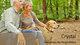  Presentation with hiking - Amazing PPT layouts having walk water - relaxed senior couple sitting backdrop and a coral colored foreground