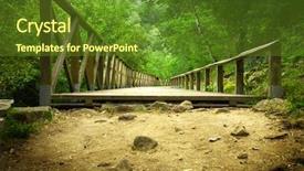  Presentation with wood bridge - Colorful PPT theme enhanced with walk water - wood bridge in the forest backdrop and a tawny brown colored foreground