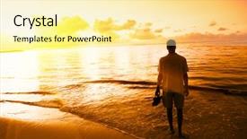  Presentation with caribbean - Theme featuring walk water - young man and sunset background and a blonde colored foreground