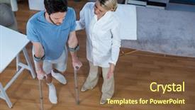  Presentation with walk - Audience pleasing presentation theme consisting of walk with crutches in clinic backdrop and a tawny brown colored foreground