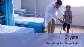 Presentation with walk - Cool new theme with walk with crutches in hospital backdrop and a teal colored foreground