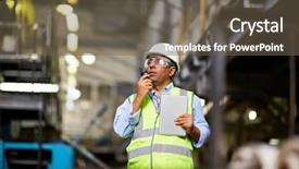  Presentation with foreman - Theme featuring walkie talkie - foreman at work background and a tawny brown colored foreground
