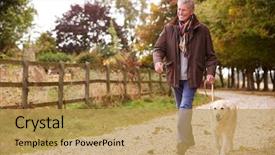  Presentation with walk - Colorful presentation theme enhanced with walking - active senior man autumn walk backdrop and a yellow colored foreground