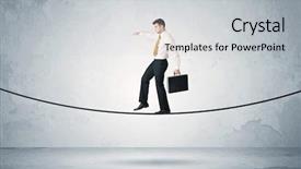  Presentation with springing ahead - Beautiful PPT theme featuring walking ahead on a tightrope backdrop and a light gray colored foreground