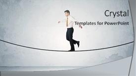  Presentation with springing ahead - Presentation featuring walking ahead on a tightrope background and a light gray colored foreground