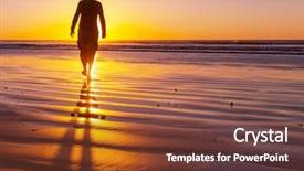  Presentation with alone - Cool new slide deck with walking alone - man on the beach backdrop and a tawny brown colored foreground