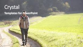  Presentation with alone - Colorful PPT layouts enhanced with walking alone - young man walks in park backdrop and a gray colored foreground