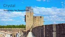  Presentation with antique france - Slide deck with walking-along-defensive-antique-walls background and a cyan colored foreground