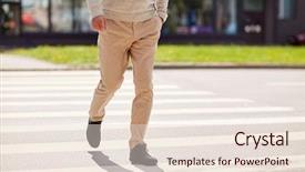  Presentation with city people walking - PPT layouts consisting of concept - senior man walking along background and a lemonade colored foreground