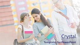  Presentation with students - PPT theme consisting of walking at campus in university background and a  colored foreground