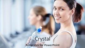  Presentation with water bottle - Audience pleasing PPT theme consisting of walking athletic - portrait of a young girl backdrop and a light blue colored foreground