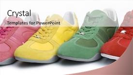  Presentation with sneakers - Presentation theme with walking athletic - sneakers background and a  colored foreground
