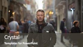  Presentation with aged - Beautiful slide set featuring walking autumn street urban male backdrop and a dark gray colored foreground