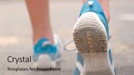  Presentation with running person - PPT theme with pick up truck carrying tangerines banios ecuador background and a violet colored foreground