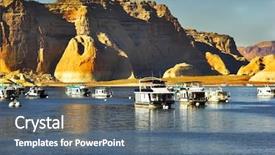  Presentation with boats - PPT layouts consisting of walking boats on lake powell background and a  colored foreground