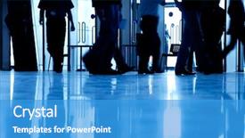  Presentation with business people silhouette - Presentation theme consisting of walking business people silhouette blue background and a  colored foreground