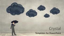  Presentation with black - Cool new slides with walking-businessman-with-black-umbrella backdrop and a soft green colored foreground