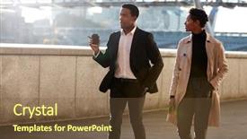  Presentation with walking - Cool new PPT layouts with walking by the thames riverside backdrop and a tawny brown colored foreground