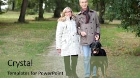  Presentation with old dog - Presentation theme with walking dead - 60 years old woman holding background and a seafoam green colored foreground