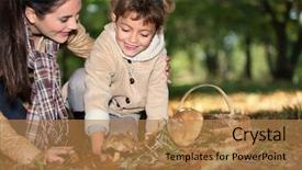  Presentation with mushrooms - Beautiful slides featuring walking dead - mother and her little girl backdrop and a coral colored foreground