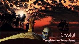  Presentation with pirate - Slide deck consisting of walking dead - pirate skeleton in the caribbeans background and a wine colored foreground