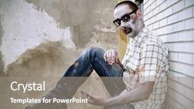  Presentation with zombie - Colorful presentation enhanced with walking dead - scary zombie wearing ragged clothes backdrop and a gray colored foreground