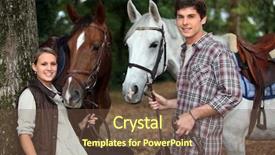  Presentation with horses - Colorful PPT layouts enhanced with walking dead - young couple and horses backdrop and a tawny brown colored foreground