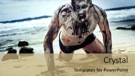  Presentation with walking dead - Slide deck consisting of walking dead - young man with a zombie background and a coral colored foreground