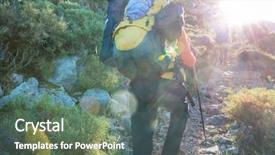  Presentation with couples hiking the mountains - Theme enhanced with walking discovery - people in hike background and a gray colored foreground