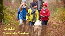  Presentation with winter family - Presentation design consisting of walking dog through winter woodland background and a red colored foreground