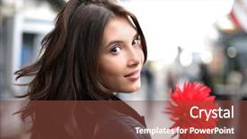  Presentation with flower woman - Colorful PPT theme enhanced with walking down street looking back backdrop and a tawny brown colored foreground
