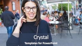  Presentation with beautiful black women smiling - Presentation theme with walking down the city street background and a ocean colored foreground