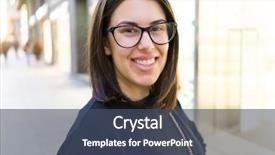  Presentation with beautiful black women smiling - Presentation theme enhanced with walking down the city street background and a ocean colored foreground