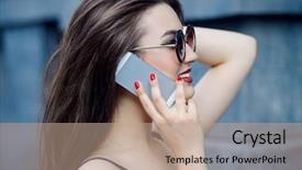  Presentation with city street - PPT theme consisting of walking down the city street background and a coral colored foreground