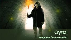  Presentation with tunnel - Slide set consisting of walking in a dark tunnel background and a tawny brown colored foreground