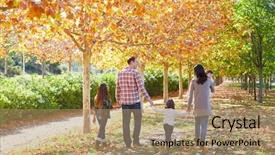  Presentation with fall leaves - Theme consisting of walking in an autumn park background and a coral colored foreground