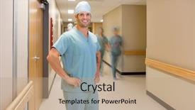  Presentation with walking - Audience pleasing presentation consisting of walking in background at hospital backdrop and a coral colored foreground