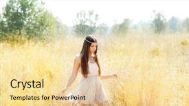  Presentation with asia indian war - Beautiful PPT theme featuring walking in golden dried grass backdrop and a blonde colored foreground