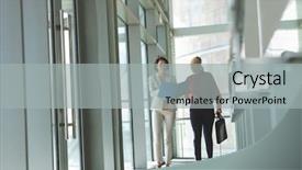  Presentation with front office - Amazing slide deck having walking in modern office building backdrop and a light gray colored foreground