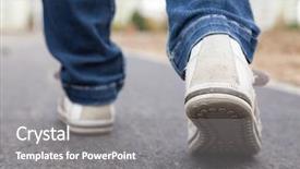  Presentation with pavement - Theme featuring walking in sport shoes background and a gray colored foreground