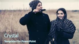  Presentation with walking young wild jaguar - Presentation theme featuring walking in thickets of bulrush background and a navy blue colored foreground