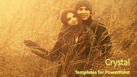  Presentation with old couple walking - Slide deck with walking in thickets of bulrush background and a tawny brown colored foreground