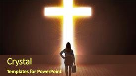  Presentation with jesus cross - Beautiful slides featuring walking jesus - woman looking at bright cross backdrop and a tawny brown colored foreground