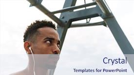  Presentation with african music - Beautiful theme featuring walking make exercises listening music backdrop and a sky blue colored foreground