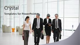  Presentation with company - Slides having walking meetings - business people in suit background and a light gray colored foreground