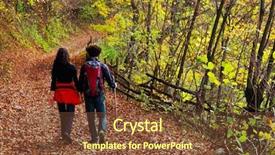  Presentation with old couple walking - Amazing PPT layouts having walking on a forest path backdrop and a tawny brown colored foreground