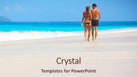  Presentation with footprints and sand beach - Beautiful presentation featuring walking on a sandy beach backdrop and a sky blue colored foreground